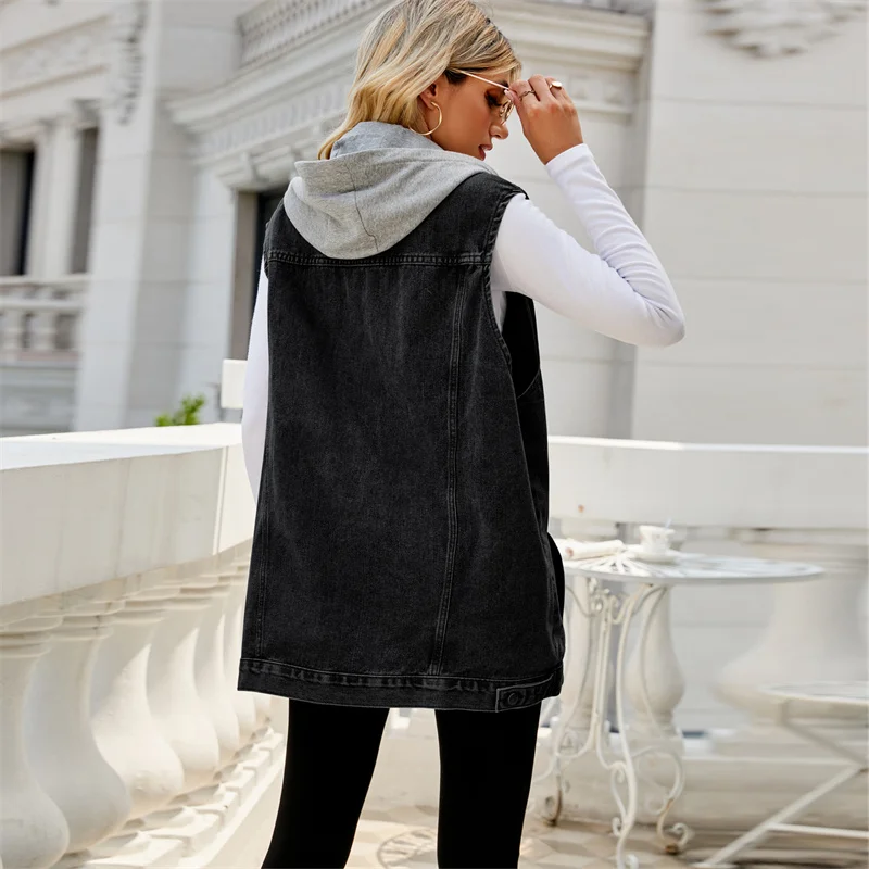 Avery Hooded Denim Vest - Image 4