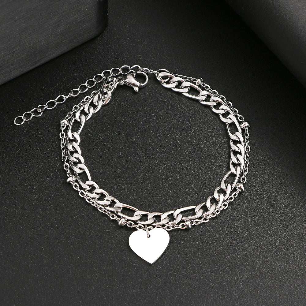 DOUBLE LINK HEART BRACELET - Image 3