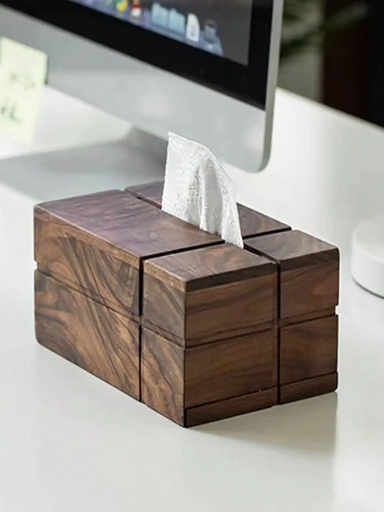Nordic Walnut Tissue Box Cover - Image 3