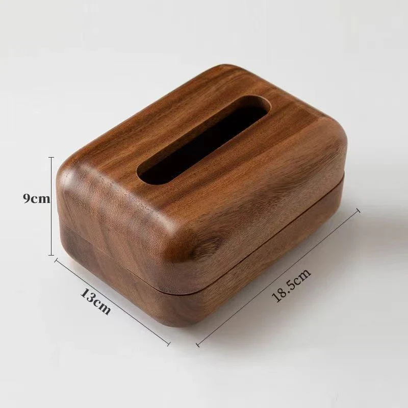 Walnut Mid Century Wooden Tissue Box - Image 6